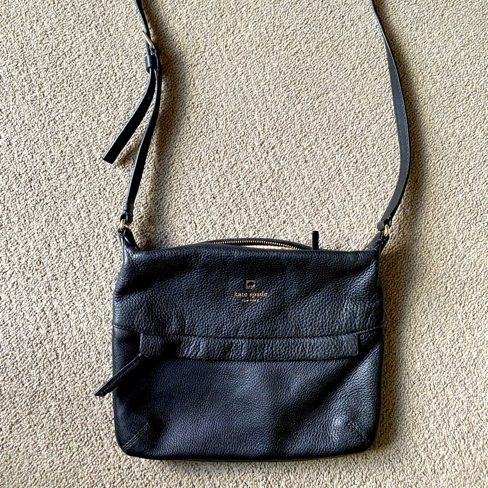 KATE SPADE NEW YORK STARLA GRANT PARK BLACK PEBBLED LEATHER CROSSBODY BAG PURSE